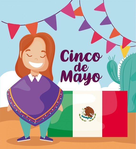 Donna in costume tradizionale messicano, cinco de mayo