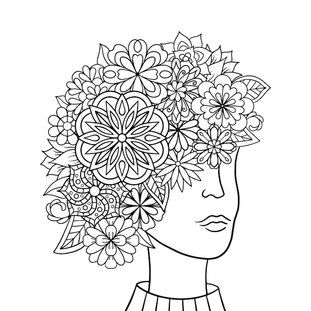 Donna in stile doodle per libro da colorare