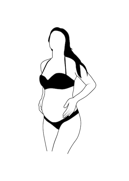 donna incinta linea arte simboli vettoriale