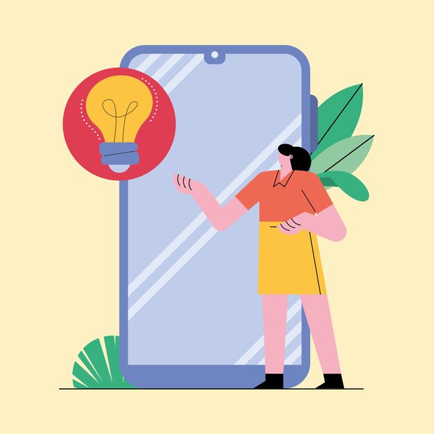 Donna innovativa con carattere smartphone