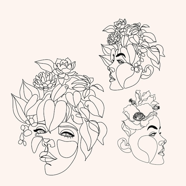 Donna Line Art Minimalista Logo Natura Cosmetici Biologici Trucco