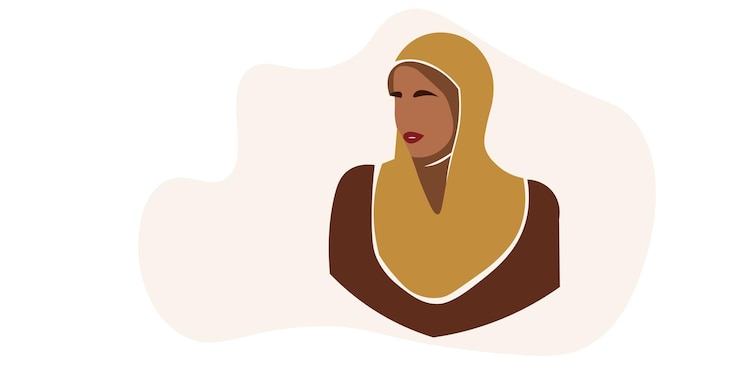 Vettore donna moderna astratta del hijab nel vettore di stile di arte di linea elegante