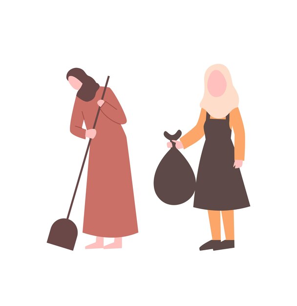 Donna musulmana che fa i lavori domestici