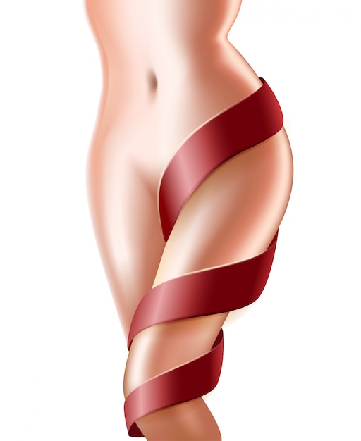 Donna perfetta Slim corpo sano con pizzo rosso