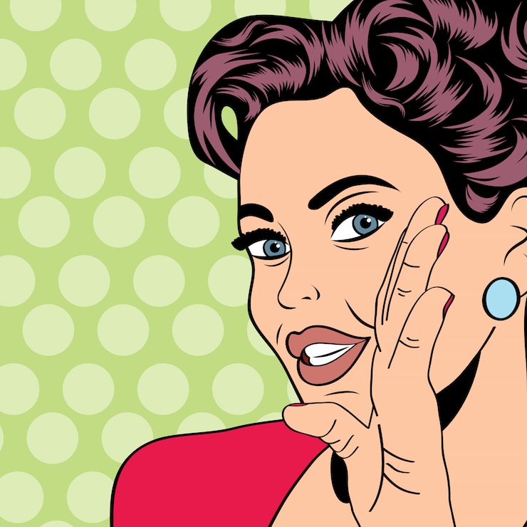 Vettore donna retrò pop art in stile fumetto