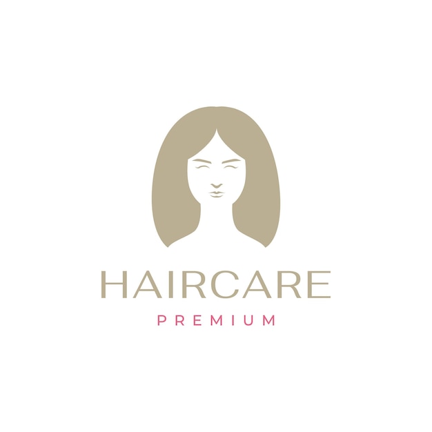 Donne capelli lunghi cura trattamento salute liscia bellezza faccia logo design icona vettore illustrazione