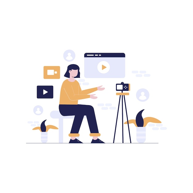 Donne con il design piatto dell'illustrazione della fotocamera