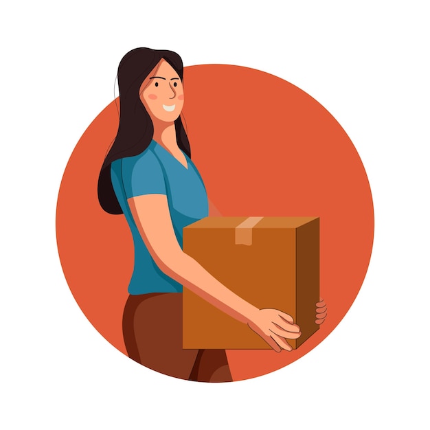 Donne di consegna con pacco