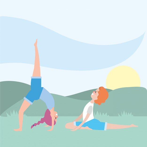 Donne in forma praticando yoga