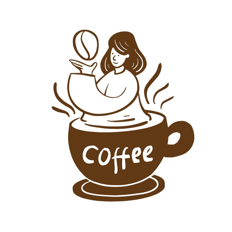 donne, tazza dan caffè illustrazione