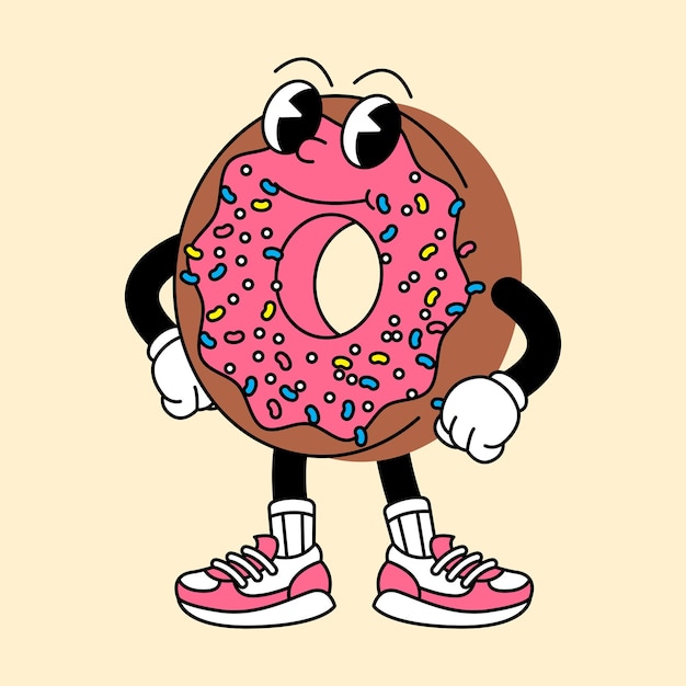 Donut retro mascotte personaggio vintage