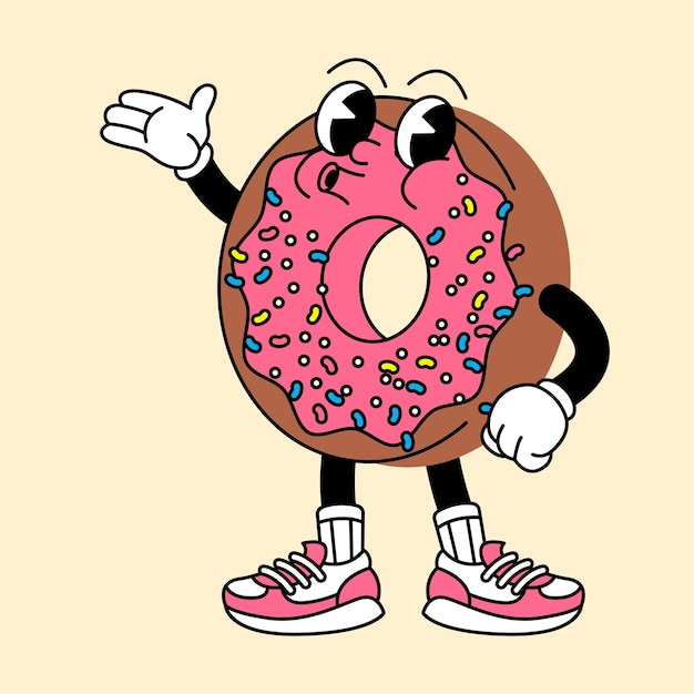 Donut retro mascotte personaggio vintage