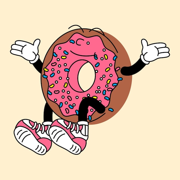 Donut retro mascotte personaggio vintage