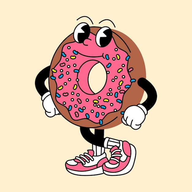 Donut retro mascotte personaggio vintage