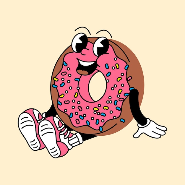 Donut retro mascotte personaggio vintage