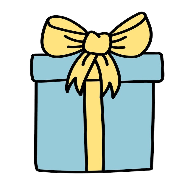 Doodle adesivo di una scatola per le vacanze con un regalo