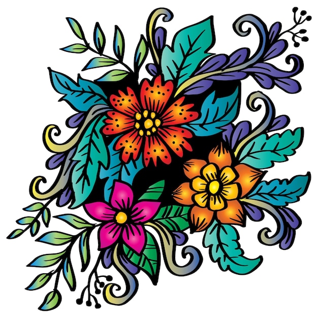 Doodle arte fiori zentangle illustrazione floreale