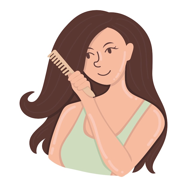 Doodle clipart ragazza che si pettina i capelli con un pettine