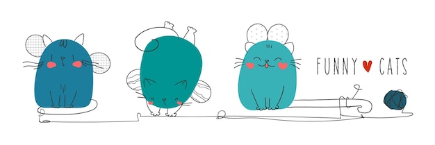 Doodle Cute mano disegno divertente animale parata biglietto di auguri cartone animato