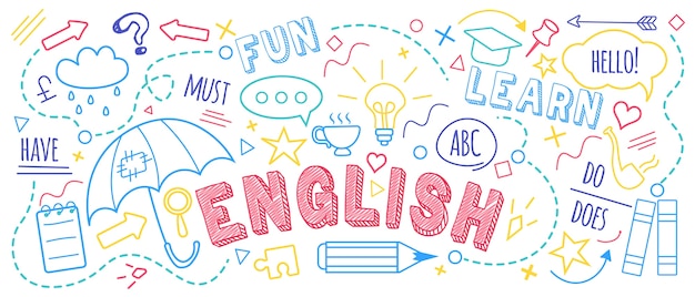 Doodle del corso di formazione in lingua straniera