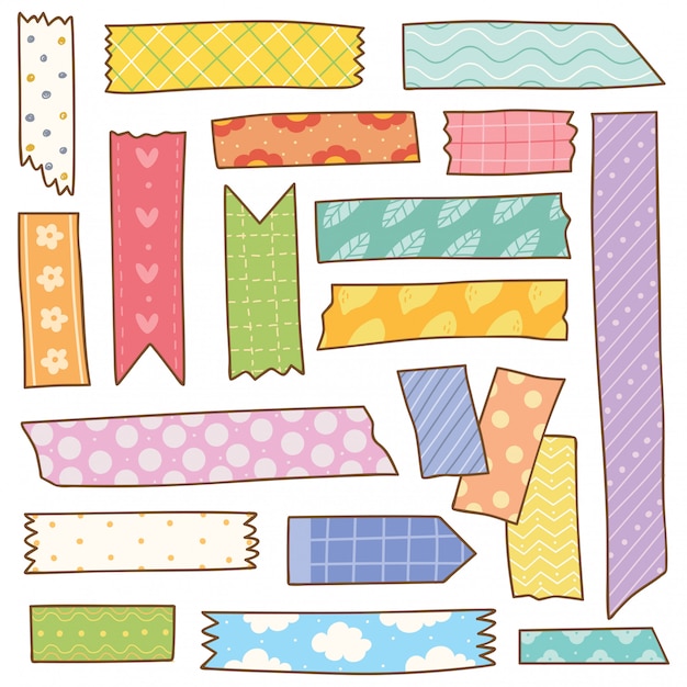 Doodle del nastro del Washi isolato su bianco