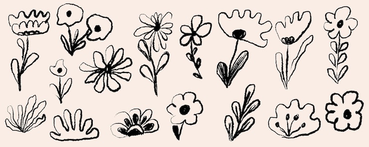Vettore doodle di fiori disegnati a mano