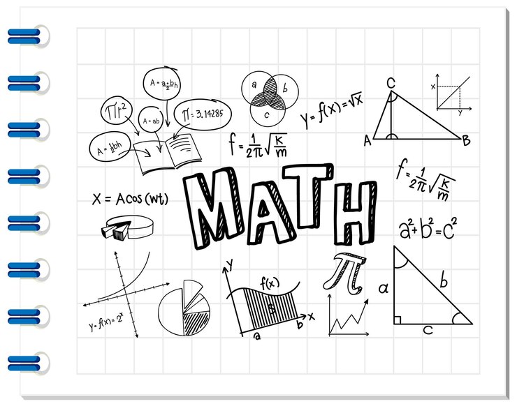 Vettore doodle formula matematica con carattere matematico sul taccuino