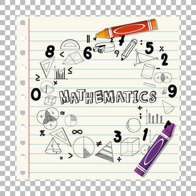 Doodle formula matematica con carattere matematico sulla pagina del taccuino