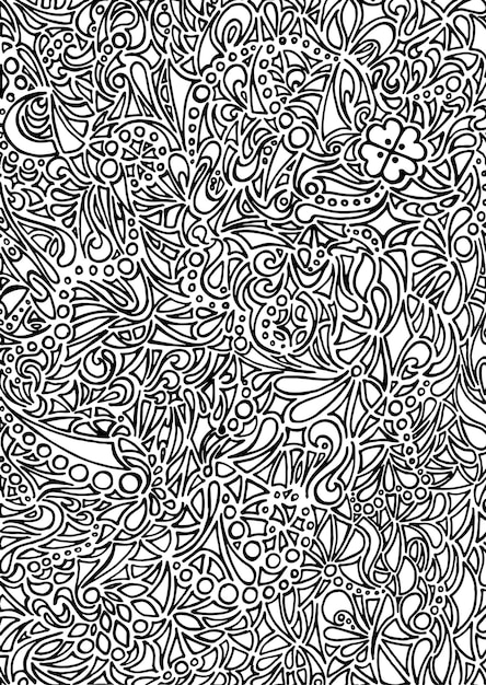 Doodle in bianco e nero sfondo texture vettoriale monocromatico