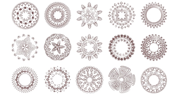 Doodle Mandala in stile art linea