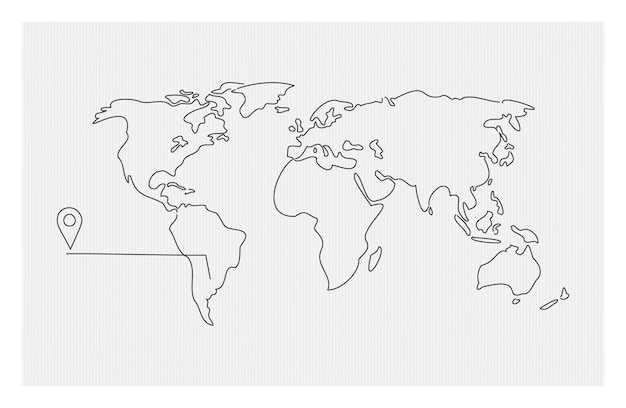 Doodle mappa del mondo con geotag