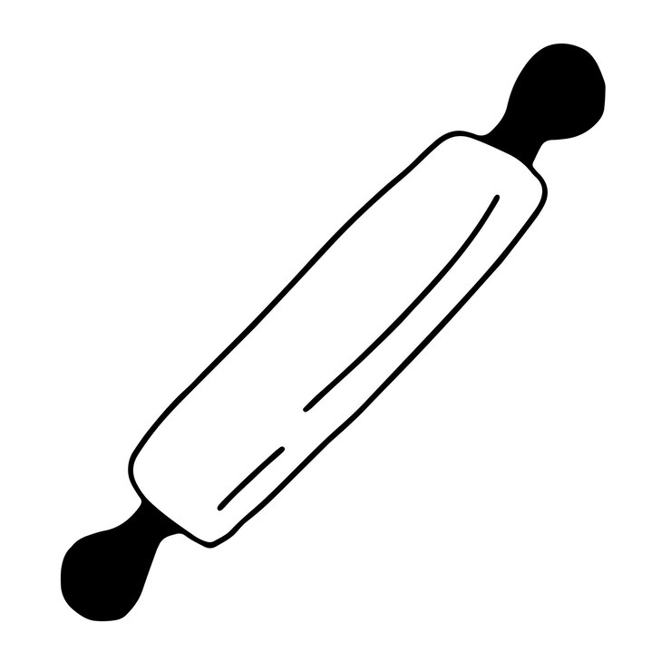 Vettore doodle mattarello su uno sfondo bianco isolato ricette di cucina strumenti per la cucina