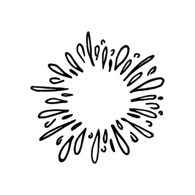 Doodle spruzzi d'acqua in stile vintage su sfondo bianco.