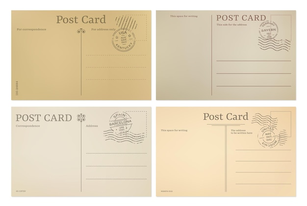 Dorso postale del modello della cartolina della cartolina dell'annata