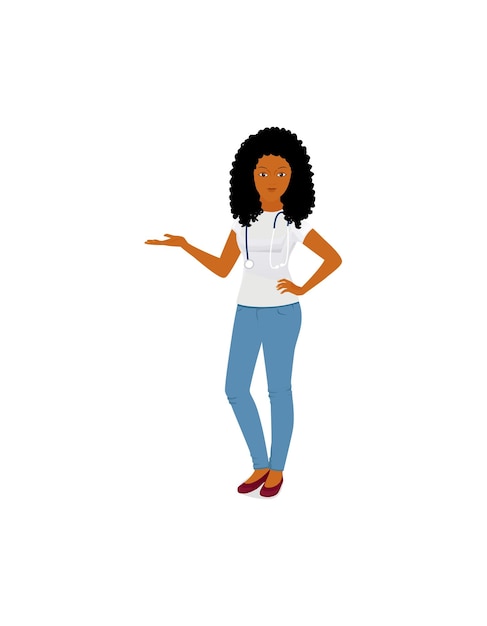 Dottore donna in jeans con i bambini