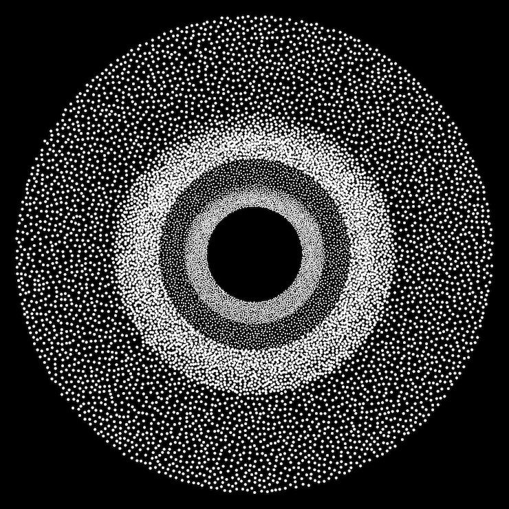 Vettore dotwork anello tunnel banner mezzitoni stile incisione gradiente illustrazione vettoriale astratto