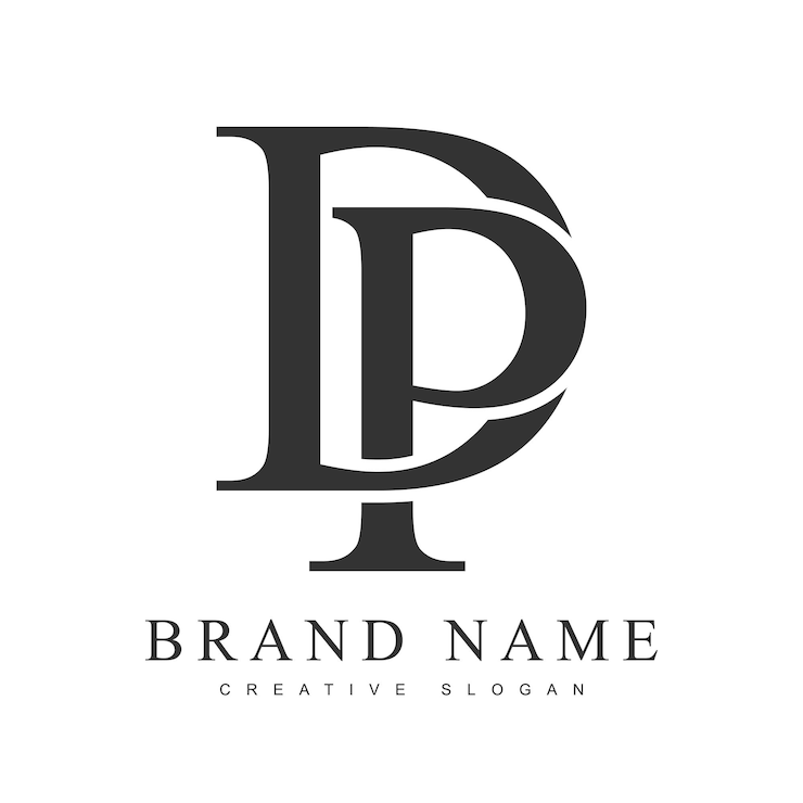 Vettore dp modello di logo trendy lettera iniziale d e p stile di carattere classico logo creativo per il nome o l'identità dell'azienda