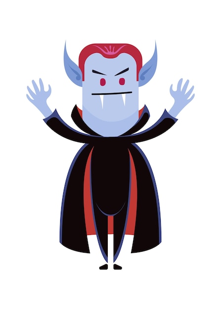 Dracula vampiro spettrale spaventoso fantasma Halloween vettore cartone animato illustrazione carattere costume fantasia