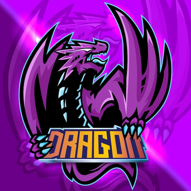 DRAGON LOGO ESPORT DESIGN CON EFFETTO TESTO MODIFICABILE