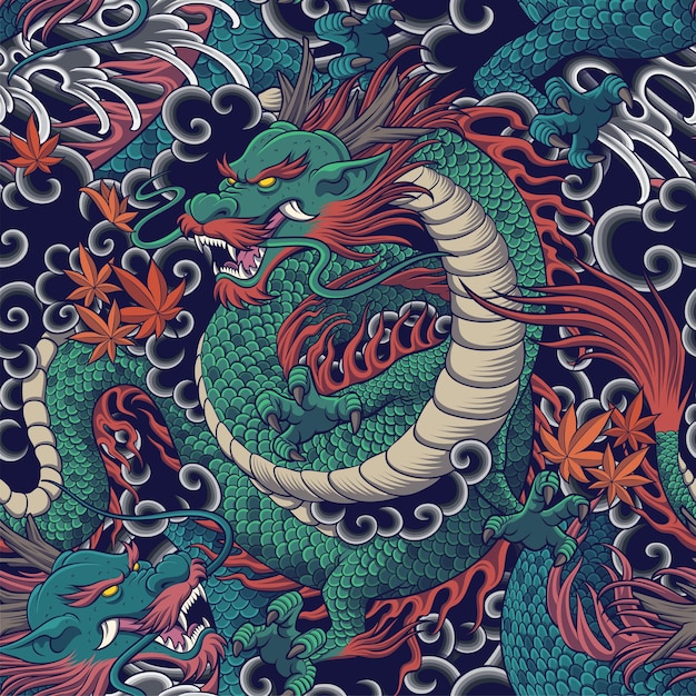 Dragon Seamless Pattern per tessuto di abbigliamento e design di sfondo