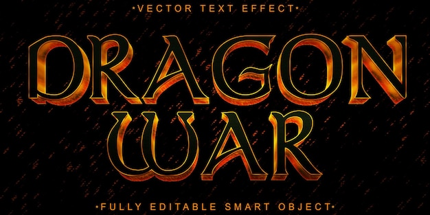 Dragon War Vector Effetto di testo dell'oggetto intelligente completamente modificabile