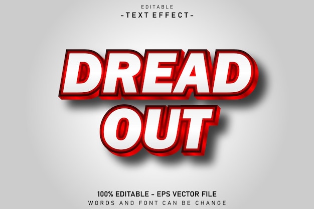 Dread out effetto testo modificabile 3 d design in stile rilievo