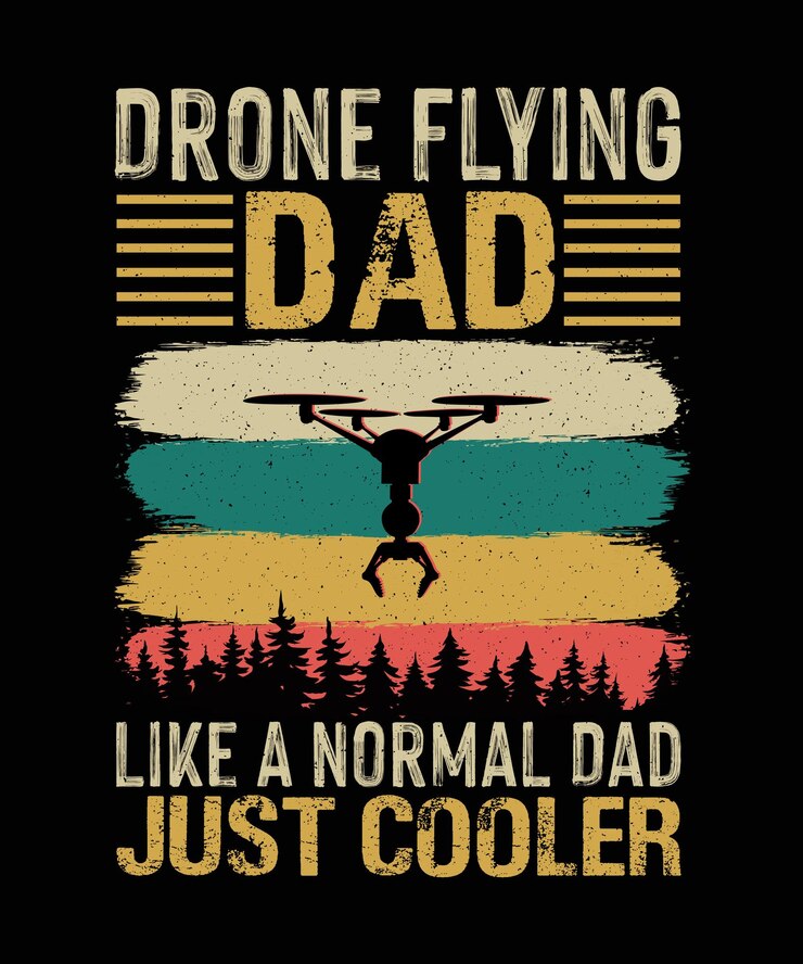 Drone che vola papà come un papà normale Design della maglietta del drone appena più cool
