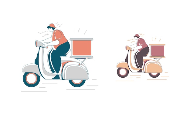 Due autisti di consegne su scooter che trasportano scatole