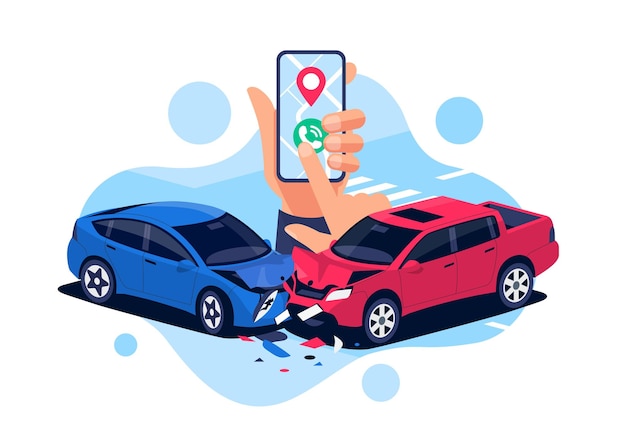 Due auto si scontrano in un incidente con uno smartphone in mano.