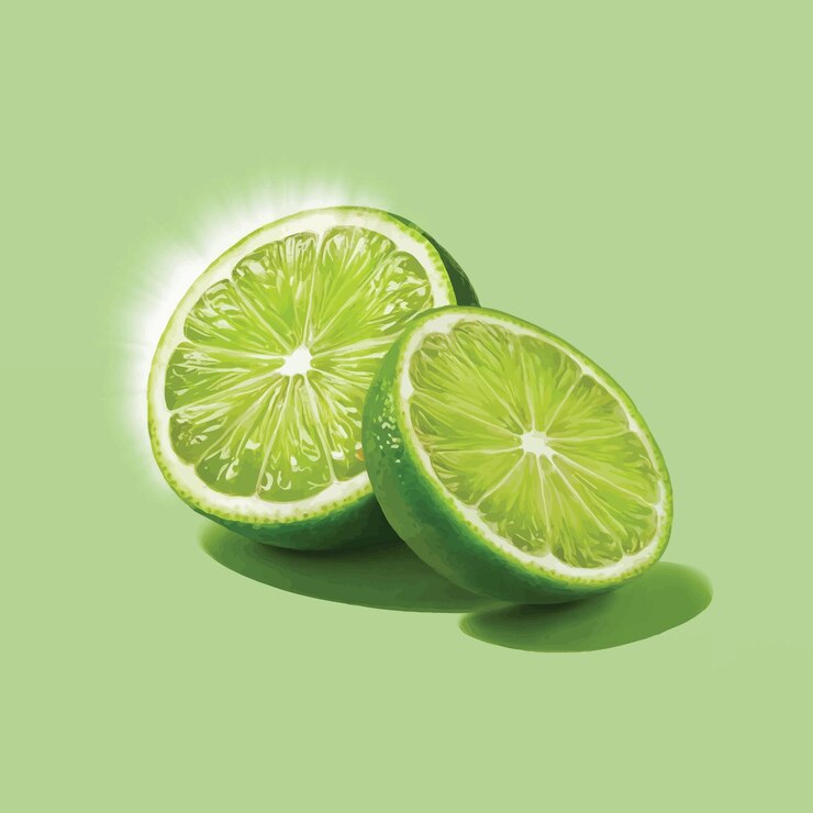 Vettore due lime sono tagliati a metà e uno è verde