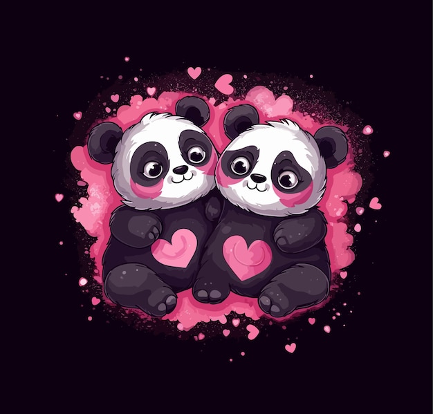 due panda innamorati dei cuori