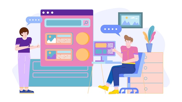 Due persone stanno creando newsletter e annunci interni