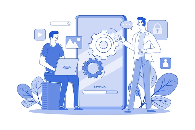 Due ragazzi stanno impostando la logica dell'applicazione