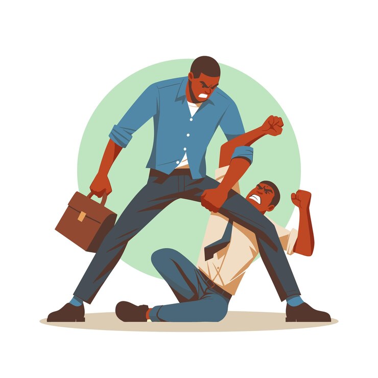 Due uomini hanno combattuto. Illustrazione vettoriale.